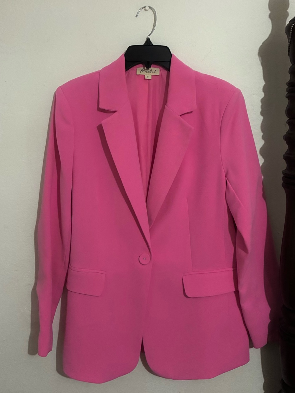 Marled Hot Pink Single-Button Blazer